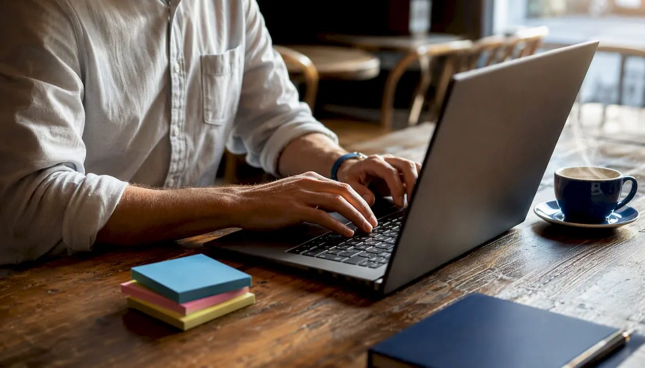 Dłonie sprawnie wpisujące skuteczne polecenia na klawiaturze laptopa